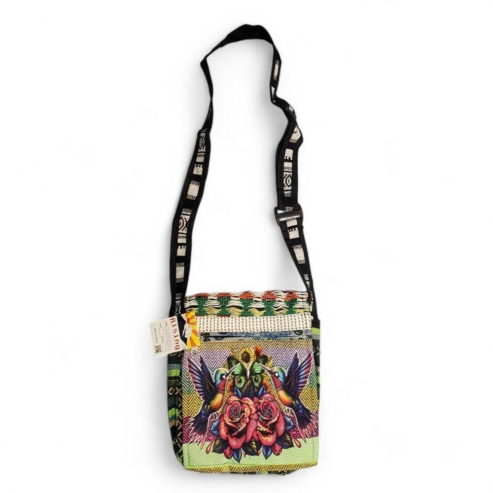 Rising International Handmade Crossbody Bag Made in Nepal Vibrant Multicolor Boh